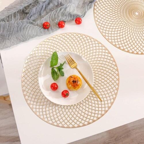 INS Nordic Hollow Round PVC Placemat Table Mats Coaster Pads Heat-Resistant Wipeable Waterproof Anti-Slip Pad Home Kitchen Decor