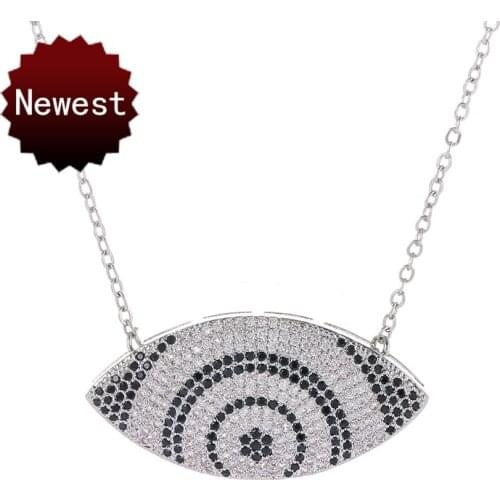 Famous Brand Design AAA Zircon Evil Eye Necklace For Women Girls Link Chain Pendant Necklaces Gift Turkish Israel jewish faitma