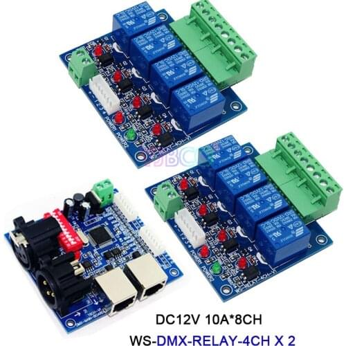 Dmx512 Controller Free shipping DC12V 3CH/4CH/6CH/8CH/12CH/16CH Relay switch with XRL RJ45 for led lamp light