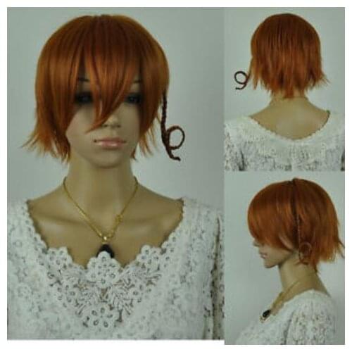 Shun Short Bright Orange Straight Men Women Unisex Fibre Hair Cosplay Synthetic Wig Ladies Heat Resistant Synthetic hair Wigs