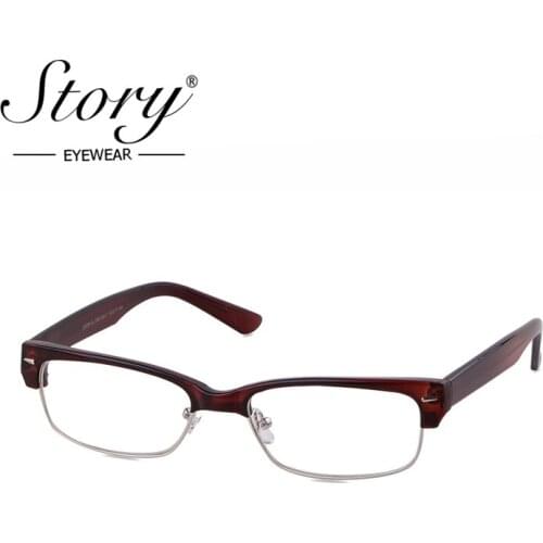 STORY square clear glasses frame women men 2019 brand designer vintage Leopard black Half frame fake eyeglasses for unisex 1906