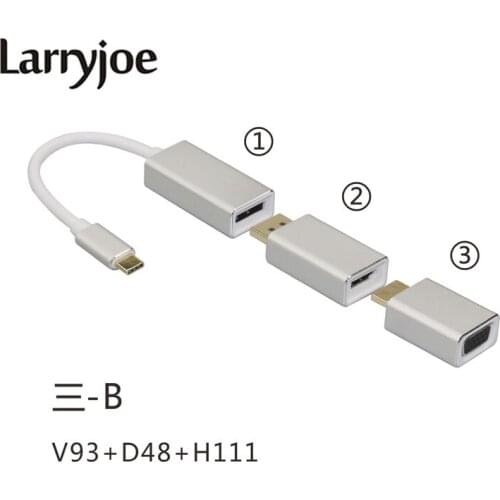Larryjoe All in 1 Usb C 3.1 Type C To Mini DP Adapter Support 4k Male To Female HDTV Converter Cable VGA HDMI for Macbook Pro