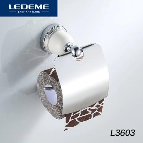 LEDEME Toilet Paper Holder Ceramic Base Wall Mount Toilet Tissue Paper Holder Bathroom Roll Paper Holder Hardware Holders L3603
