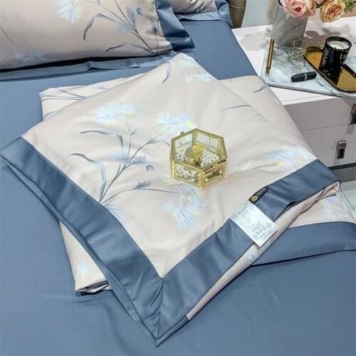 Summer Bedding Sets Luxury 4pcs Quilt Set Single Double Queen King Size Satin Washed Polyester Pillowcase Quilt Bed Sheet Set