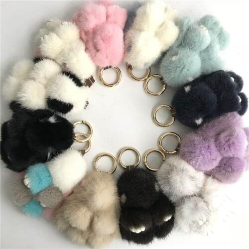 Magicfur - 11cm Bunny Real Mink Fur Rabbit Bunny Toy Doll Keychain Handbag Charm Accessories
