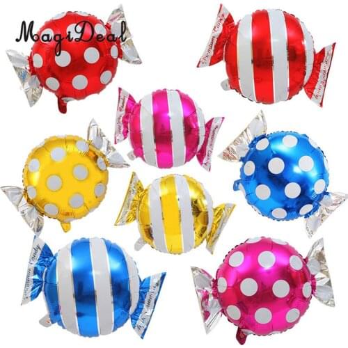 MagiDeal 5pcs Lovely Stripes Dots Sweet Candy Shape Aluminium Film Balloon Wedding Birthday Party Decor Kids Toy