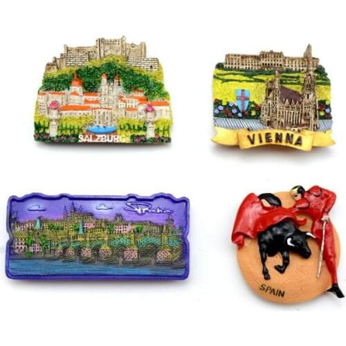 Vienna magnet Denmark, Thailand, Norway, Vienna, Prague, Czech Republic, Austria, resin refrigerator stickers, travel souvenirs