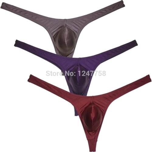 Mens Bulge Pouch Underwear Thong Pants Micro Front Bikini Shine G-Strings Jockstrap Tanga Hombre Sissy Panties