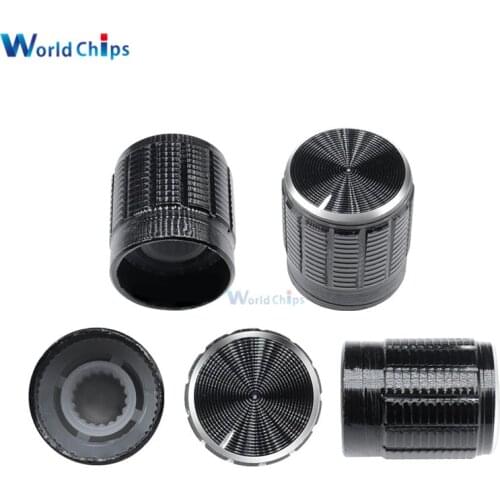 Diymore 5PCS/Lot Black Metal 6 mm Knurled Shaft Insert Dia. Potentiometer Control Knobs Switch Knob 15mm Dia. x 16.5mm Height
