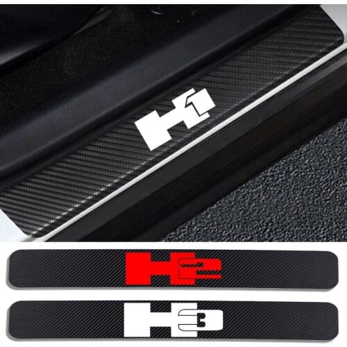 4pcs Car Styling Carbon Fiber Car Door Sill Protector Sticker Decal For Hummer H1 H2 GMT H2H H2 SUT H3 H3T HEV car accessories