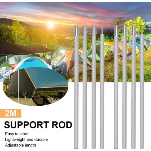 2M Tent Tarp Poles Adjustable Aluminum Alloy Poles Awning High Quality Replacement Support Frames for Outdoor Camping Hiking