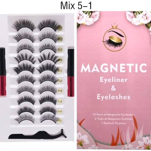 New 10 Pairs Magnetic Eyelashes Set Waterproof Magnet Eyeliner Long Lasting Natural Magnetic Lashes False Makeup Long Lasting