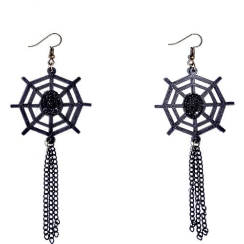 New Gothic Fashion Jewelry Lace Tassel Long Earrings Alloy Vintage Spider Net Earrings Bohemian Womens Earrings