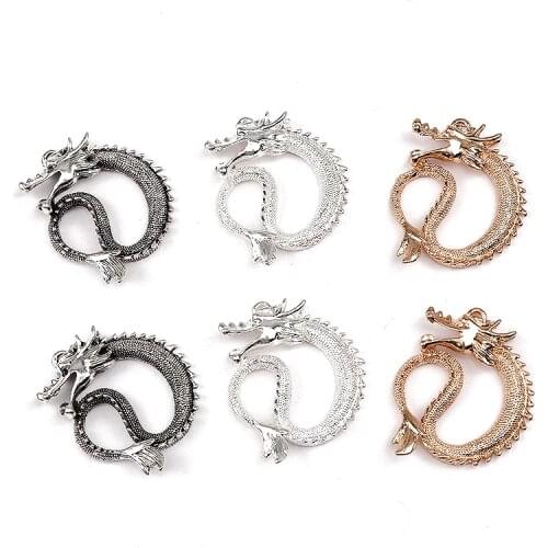 Vintage Dragon Charm Metal Necklaces Pendants For Jewelry Making Supplies Diy Earrings Handmade Accessories