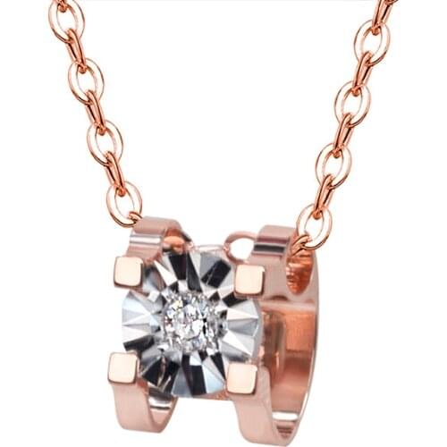 NYMPH Real 18K Gold AU750 Diamond Pendant Necklace Pure New Fashion Bull Head Pendant For Women Fine Jewelry Wedding Gift