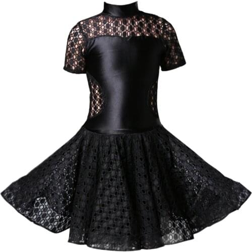 Sexy lace latin dance dress for girls competition children ballroom samba kids salsa skirt tango dancing practice wear cha cha