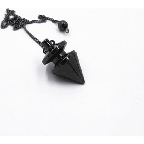 Pendulum stone Healing Pyramid Reiki copper pendulum metal Pendant Charms Chrome rose gold Fashionable With Chain