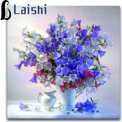 Full Square round Diamond Embroidery Cross Stitch Flowers DIY 3D Diamond Painting Vase Full Round Diamond Mosaic Small Lily