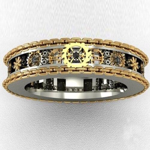 Handmade Gears Carved Finger Rings Men/Women Antique Gold Color Hiphop Punk Party Ring Personality Unisex Jewelry Hot Sale