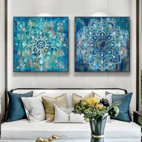 Modern Mandala Flowers Wall Art Canvas Prints Abstract Flowers Decorative Canvas Art Paintings Cuadros Pictures Home Wall Decor