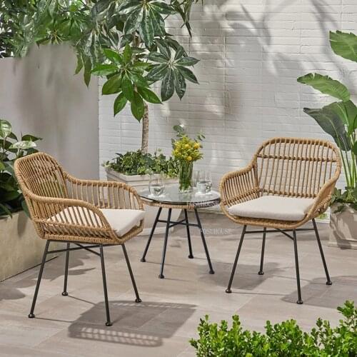 Modern Balcony Rattan Outdoor Chairs Nordic Leisure Beach Chairs Outdoor Furniture Garden Courtyard Back Chair Camping Chair