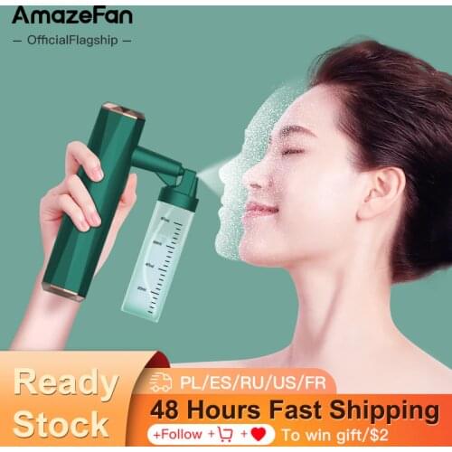 AmazeFan Nano Spray Facial Spa Steaming Face Moisturizing Beauty High Pressure Oxygen Injection Compression Gun Skin Care Tool