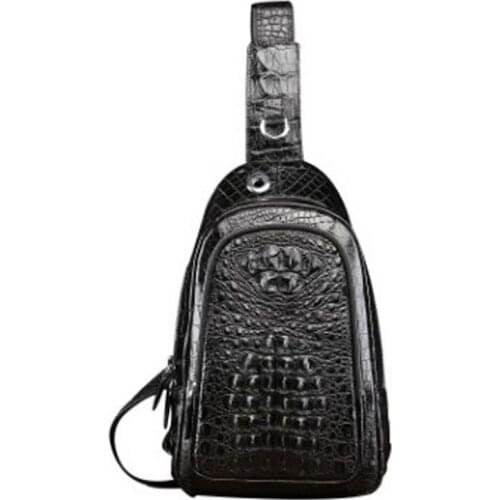 LINSHE crocodile Mens bags Chest package male Genuine leather Inclined shoulder bag men new multi-function men bag