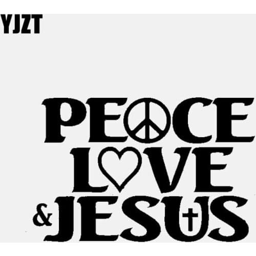 YJZT 14.7CM*9.7CM PEACE LOVE & JESUS Christian Car Sticker Vinyl Decal Black/Silver C3-1303