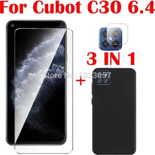 3-in-1 Camera Tempered Glass On For Cubot C30 6.4" ScreenProtector Glass For Cubot C30 2.5 D Glass