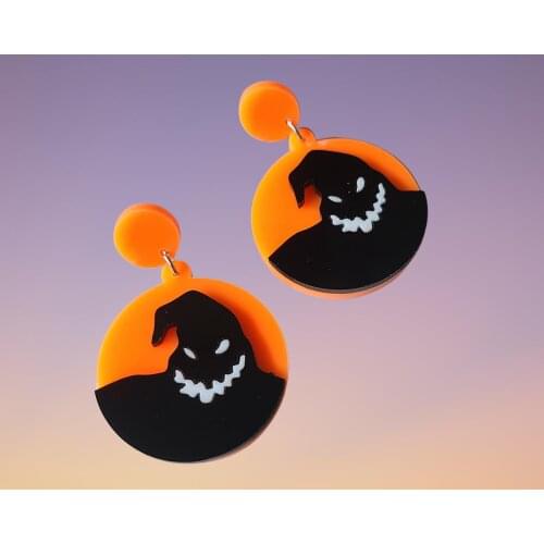Halloween Horror Funny Ghost Demon Gothic Earrings for Women Acrylic Black Shadow Man Statement Earrings Fashion Jewelry New