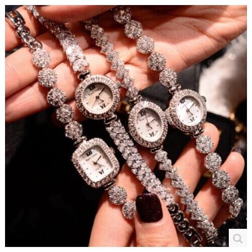 Summer Arrival Famous Brand Cubic Zirconia Watch Women Luxury Czech Stones Watch Lady Zircon Rhinestone Watch Bangle Bracelet
