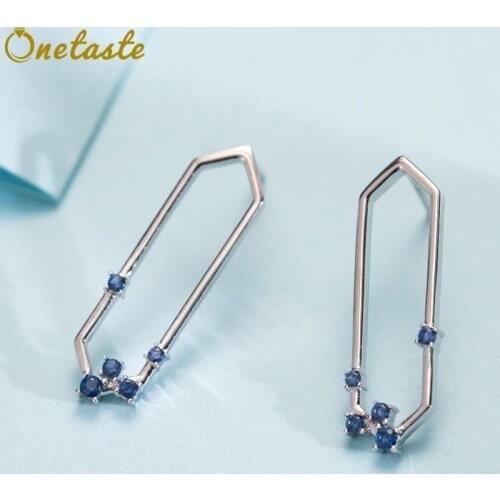 925 Sterling Silver Zircons Stud Earrings Geometric Diamond Shape 2021 New Korean Style Trend Fashion Earring Girls Women Gift
