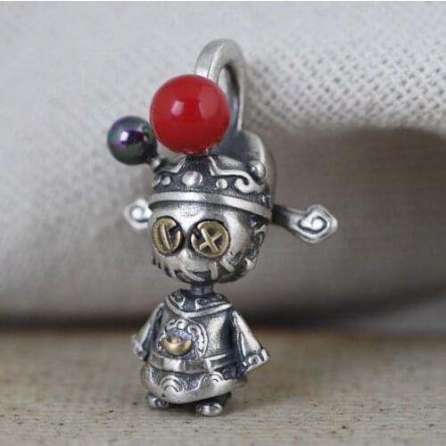 New real S925 pure silver fashion cartoon county official 925 silver pendant female silver pendant