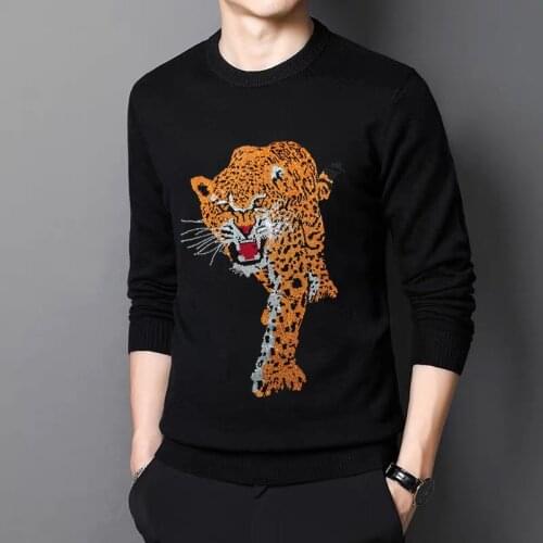 Winter Pullover Mens Knitted Crop Sweater Black Round Neck Warm Casual Young Girl Daily Clothing Oversize Wool Tops New