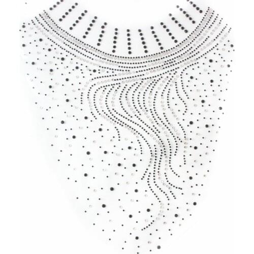 1piece Hot Fix Motif Rhinestones Neckline Collar Applique Motif Iron on Patches Sewing for shoes cloth bags T1361