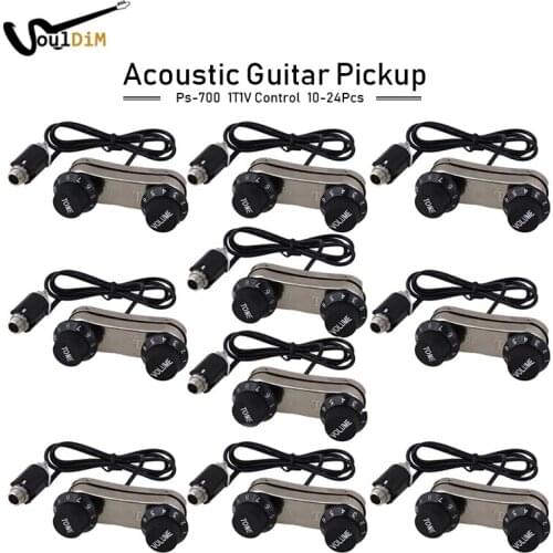10set PS700 Acoustic Guitar Passive EQ Preamp Piezo Pickup with 500K 1 Volume 1 Tone Speed Control Knob Guitar Pickup Silver
