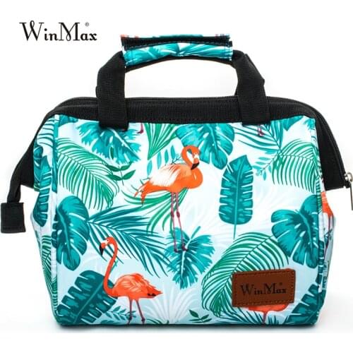 2020 Winmax Insulated Lunch Bag Thermal Tote Handbag Flamingo Print Storage Bags Cooler Picnic Food Lunch Box Bag For Kids Women