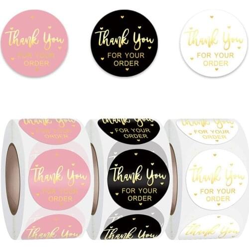 500pcs Thank You Gilding Round Labels Adhesive Sticker Envelope Sealing Sticker Candy Bag Gift Box Packing Wedding Party Decor