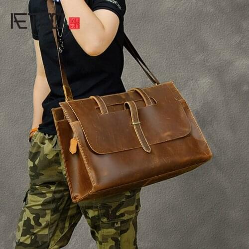 AETOO Vintage mens crazy horse leather handbag, business briefcase, mens leather messenger bag