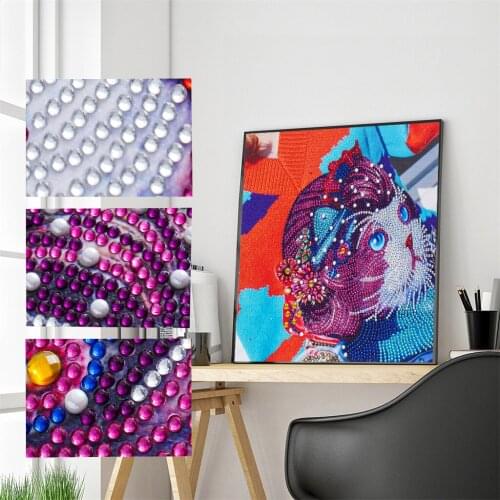 Special Shaped Diamond Painting Colorful Cat Crystal Diamond Embroidery Kit Mosaic Shape Diamond Embroidery Rhinestone Drill