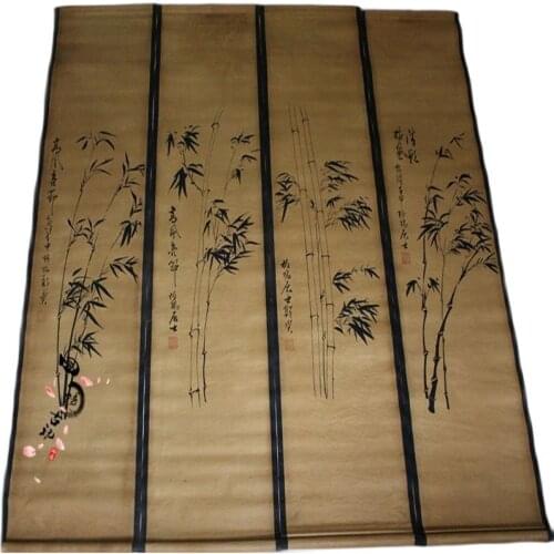 Antique calligraphy and painting, Chinese painting, mural, painting in the middle hall, calligraphy, Tang Yin, bamboo painting