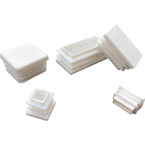 White Plastic Square Caps Inner Plug 10*20mm 15*30-60*60mm Protection Gasket Dust Seal End Cover Caps For Pipe Bolt Furniture