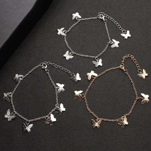 New Fashion Butterfly Anklets For Women Gold Silver Color Chain Ankle Bracelet on the Leg 2020 Bohemian Foot Jewelry