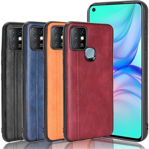 For Infinix Hot 10 Case Luxury Calfskin PU Leather lines Back Cover Case For Infinix Hot 10 Lite Hot10 Protective Phone Case