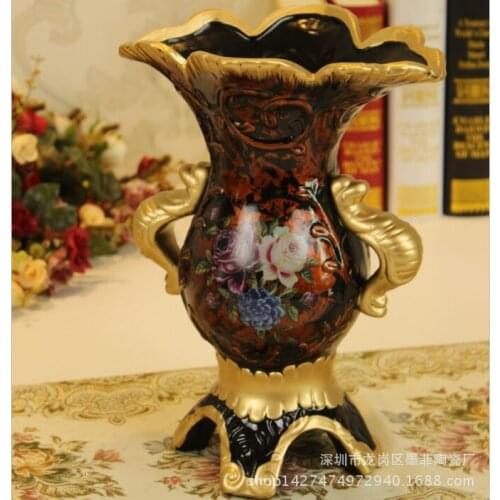 European retro resin painted vase large ceramic vase crafts home furnishings
