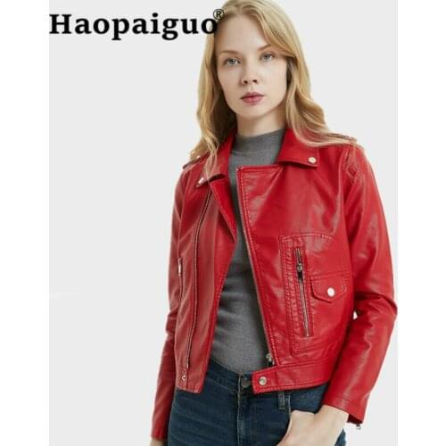 Женские модные кожаные куртки Haopaiguo China At AliExpress
