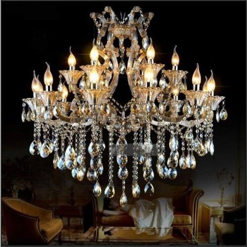 Cognac Crystal Chandelier Lighting Maria Theresa Crystal Chandelier Light LED 18arms D95cm H90cm Hotel Restaurant Hanging Light
