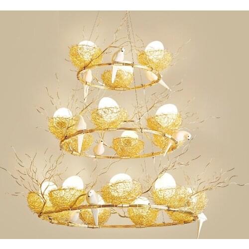 Country Birds Nest Hanglamp Pendant Lights LED Hanging Lamp Nordic Light Fixtures Bedroom Round Hanglampen Home Lighting