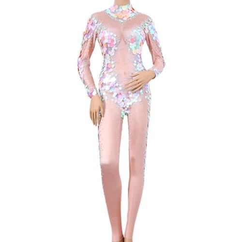 Sexy Mermaid Sequins Jumpsuit Women Leggings Crystals Outfit Party Costumes Stage BodySuit Rhinestones Skinny Stretch Rompers
