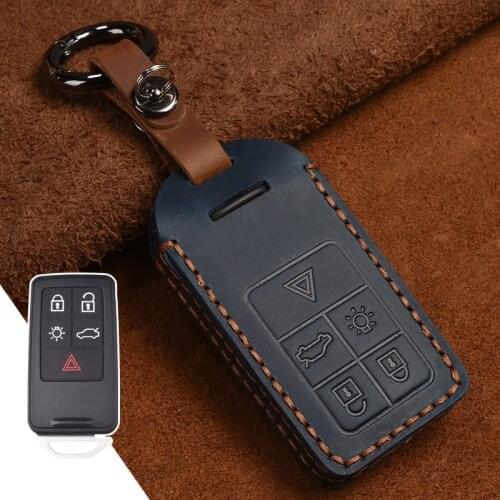 Leather Car Key Case Shell Cover Car Styling Key Cover for volvo xc60 xc90 v60 s60 c70 v40 Remote Car Accessories Protect